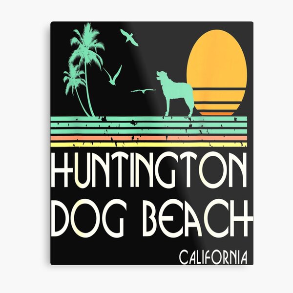 Huntington Dog Beach California Retro Vintage Style Metal Print
