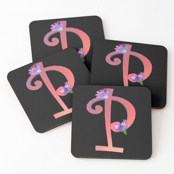 Item preview, Script letter P decorated with flowers designed and sold by AloraDawnEve.