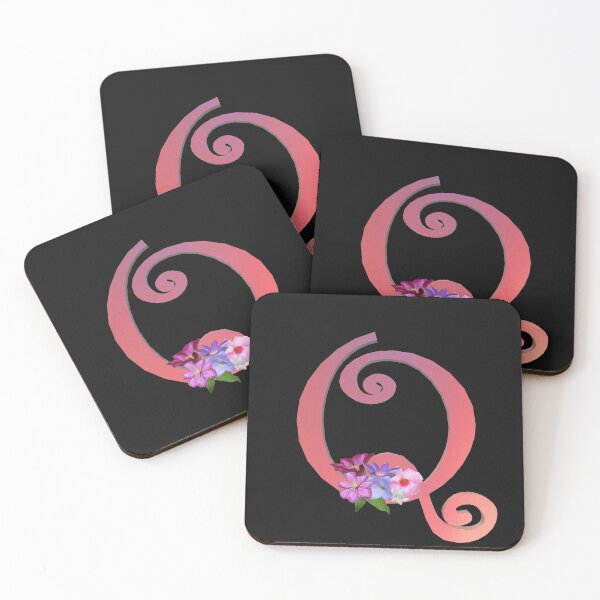 Item preview, Script letter Q decorated with flowers designed and sold by AloraDawnEve.