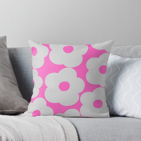 Item preview, Retro Grey Flowers Petals Pink Background Home Decor designed and sold by DiverseVisionsHarmony.