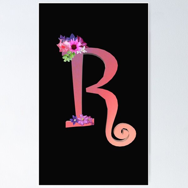 Item preview, Script letter R decorated with flowers designed and sold by AloraDawnEve.