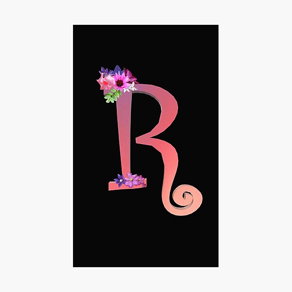 Item preview, Script letter R decorated with flowers designed and sold by AloraDawnEve.