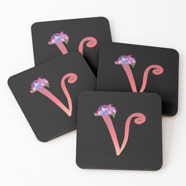 Item preview, Script letter V decorated with flowers designed and sold by AloraDawnEve.