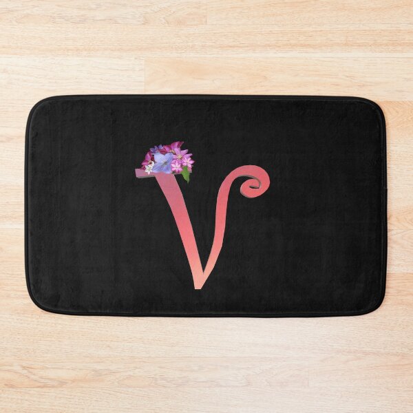 Item preview, Script letter V decorated with flowers designed and sold by AloraDawnEve.