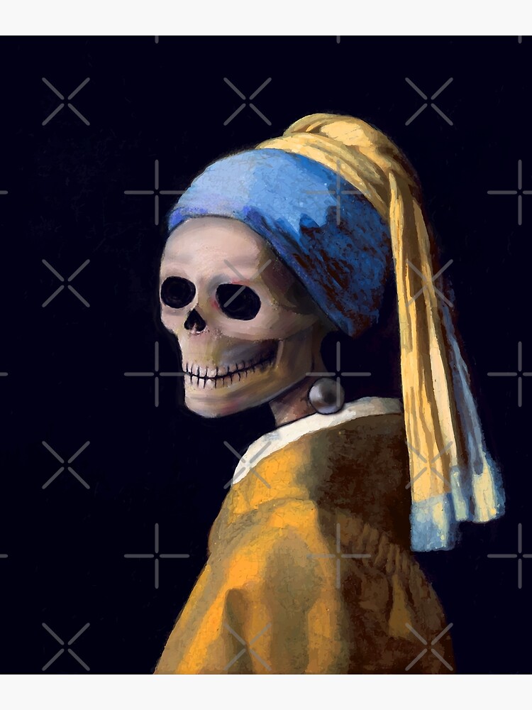 "Girl With Pearl Earring Skeleton Skull Version Goth" Poster for Sale