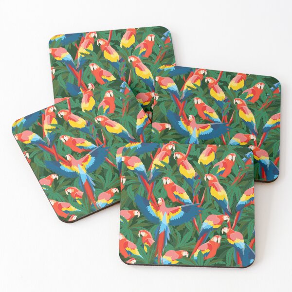 Item preview, pattern with large red-blue macaw parrots for men's & women's fashion designed and sold by TeeFashionShop.