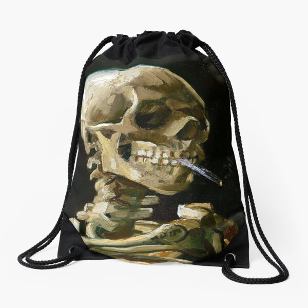Vincent van Gogh Head of a Skeleton with a Burning Cigarette Drawstring Bag