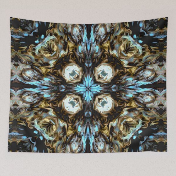 Aperçu de l'œuvre Luxury, vintage, ornamental, teal, beige, white, pattern créée et vendue par Svitac.