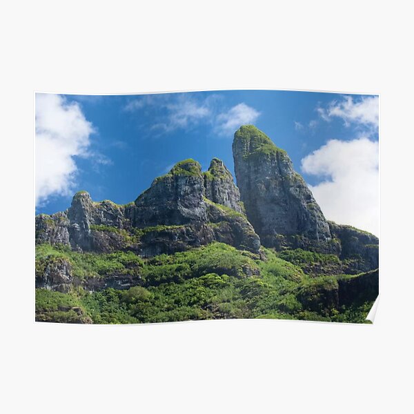 Clouds Over Mountain Peaks Bora Bora Society Islands Poster