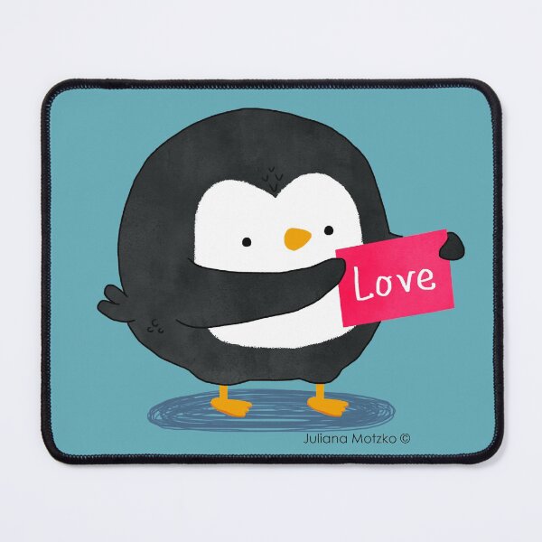 Penguin with a Love Card Mouse Pad