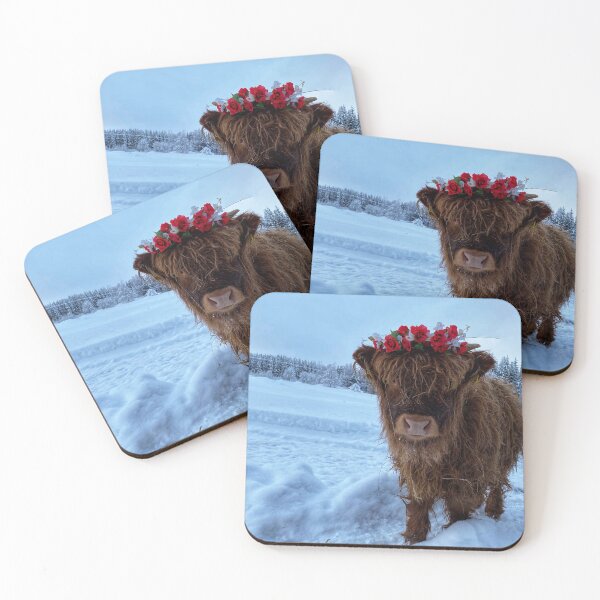 Item preview, Scottish Highland Cattle Calf in snow 2726 designed and sold by SaarelaHighland.