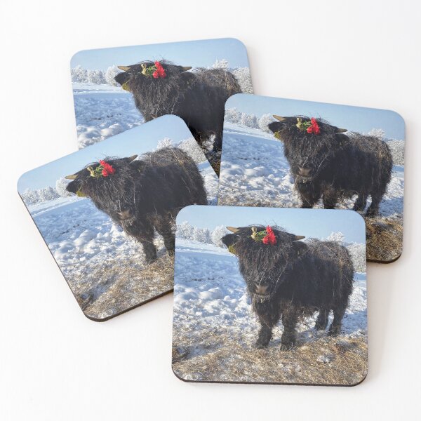 Item preview, Scottish Highland Cattle Calf in snow 2727 designed and sold by SaarelaHighland.