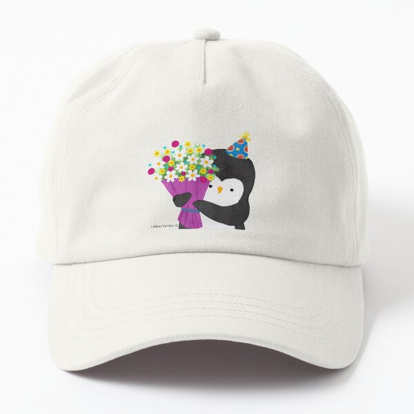 Birthday Penguin with Flowers Dad Hat