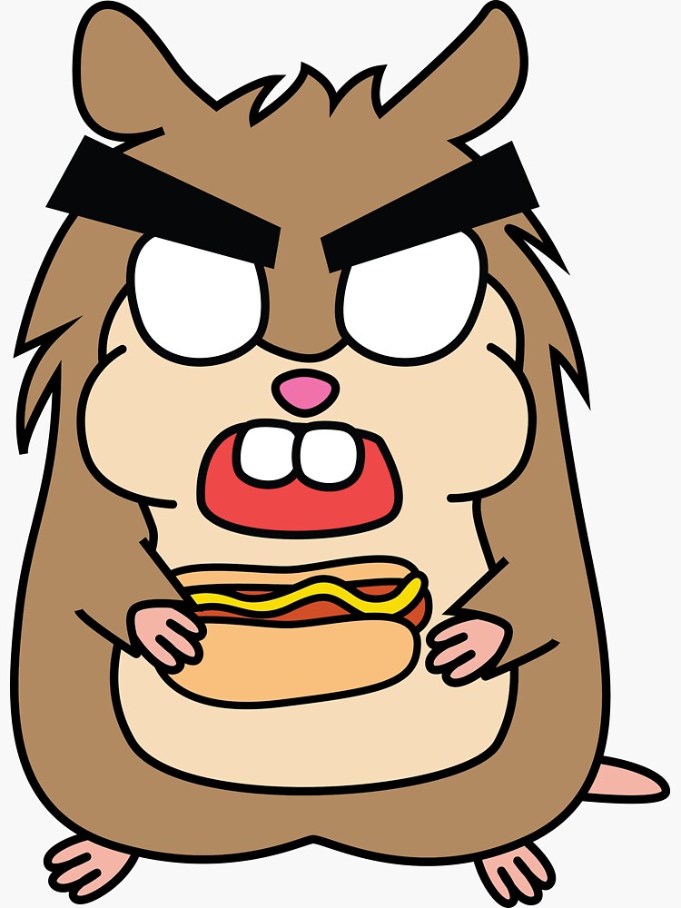 angry zombie hamster with a hotdog by shortstack