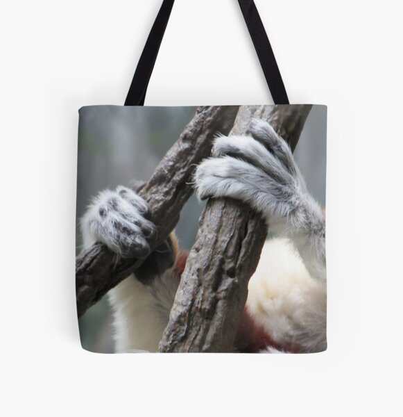 Primate Lemur Hands All Over Print Tote Bag