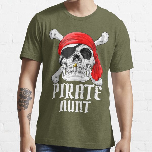 Womens Pirate Costume Aunt Theme Party Halloween Woman V-Neck T-Shirt