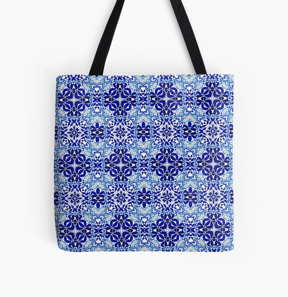 Watercolour Hand Painted Design - Blue - Pattern 78 All Over Print Tote Bag