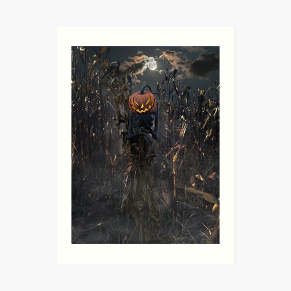 Moonlit Scarecrow Art Print