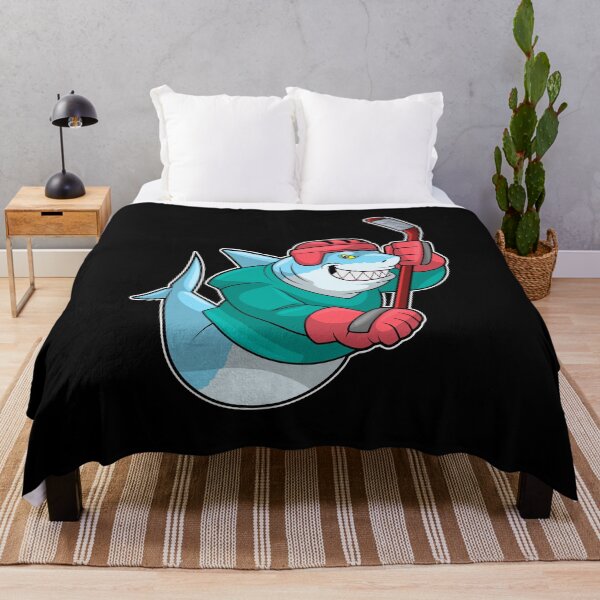 Item preview, Shark at Ice hockey with Ice hockey stick & Helmet designed and sold by Snabdesign84.