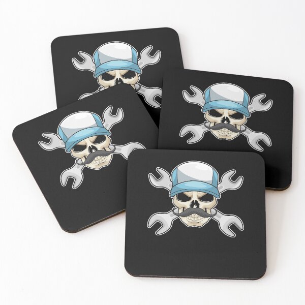 Item preview, Skull with Mustache & Wrench designed and sold by Snabdesign84.