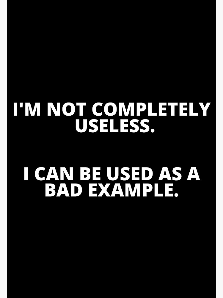 I Am Not Completely Useless I Can Be Used As A Bad Example Cool Funny Poster By Texturize 1580