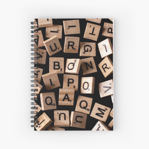 Wooden Letter Tiles Explosion! Spiral Notebook