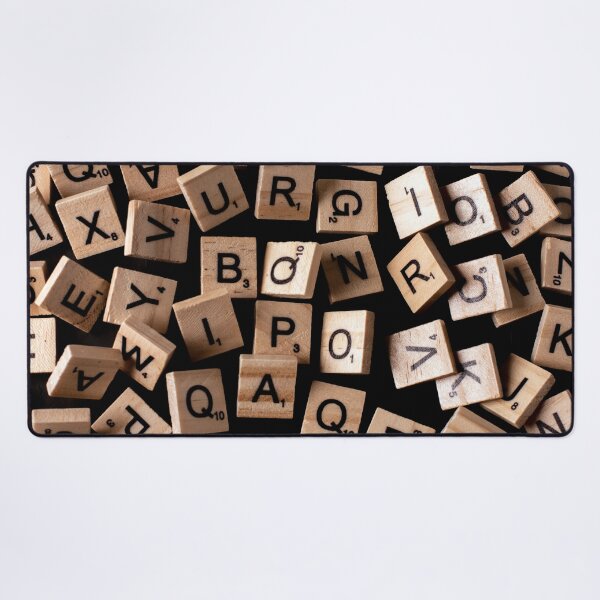 Wooden Letter Tiles Explosion! Desk Mat