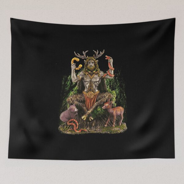 Aperçu de l'œuvre Scène de forêt de dieu celtique de Cernunnos créée et vendue par signsandsymbols.