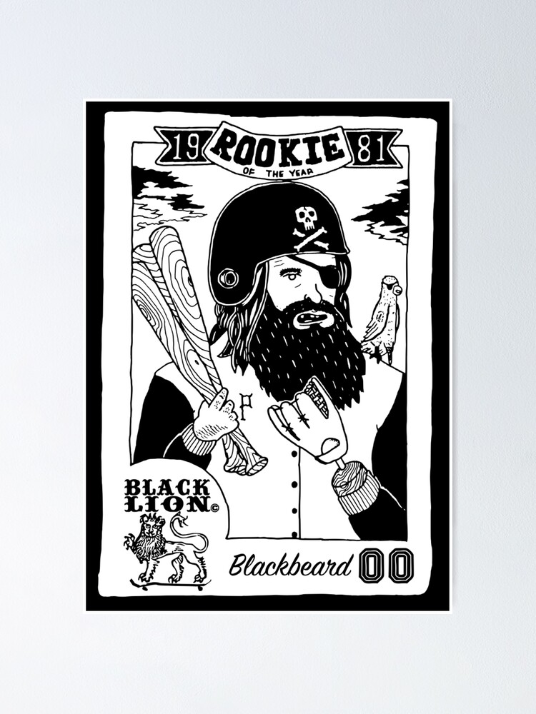 "Blackbeard's Baseball Card" Poster by BlackLionTees Redbubble