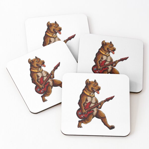 Item preview, Pitbull Playing Guitar - Funny Pit Bull Pittie Dog Guitarist designed and sold by wowart4u.