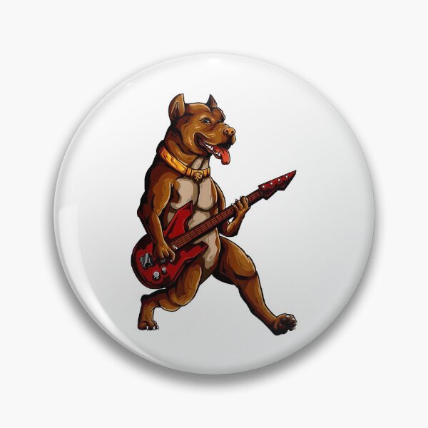 Item preview, Pitbull Playing Guitar - Funny Pit Bull Pittie Dog Guitarist designed and sold by wowart4u.