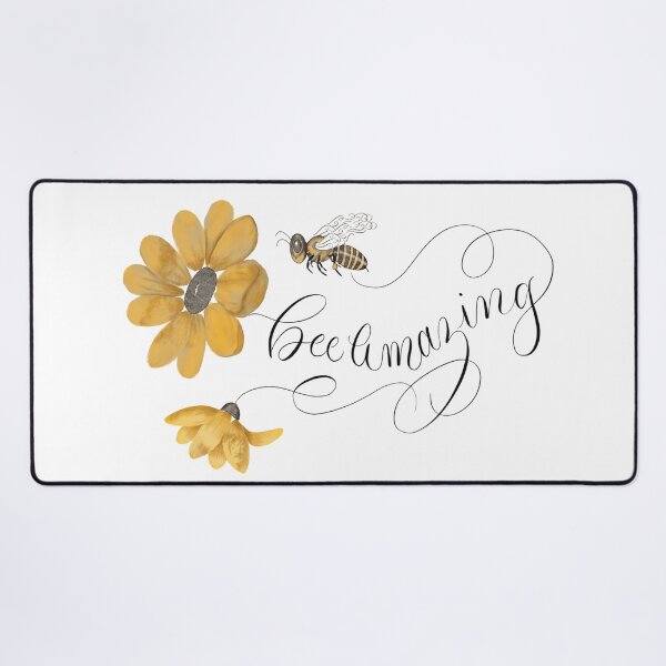 Bee Amazing Floral and Flourished Desk Mat