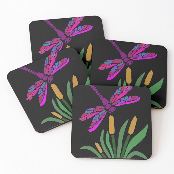Item preview, Cool Colorful Dragonfly and Cattails Abstract Art designed and sold by Nature's Fancy.