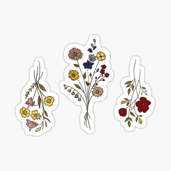 Handdrawn Wildflower Stickers Sticker for Sale by GlowinUp Shop