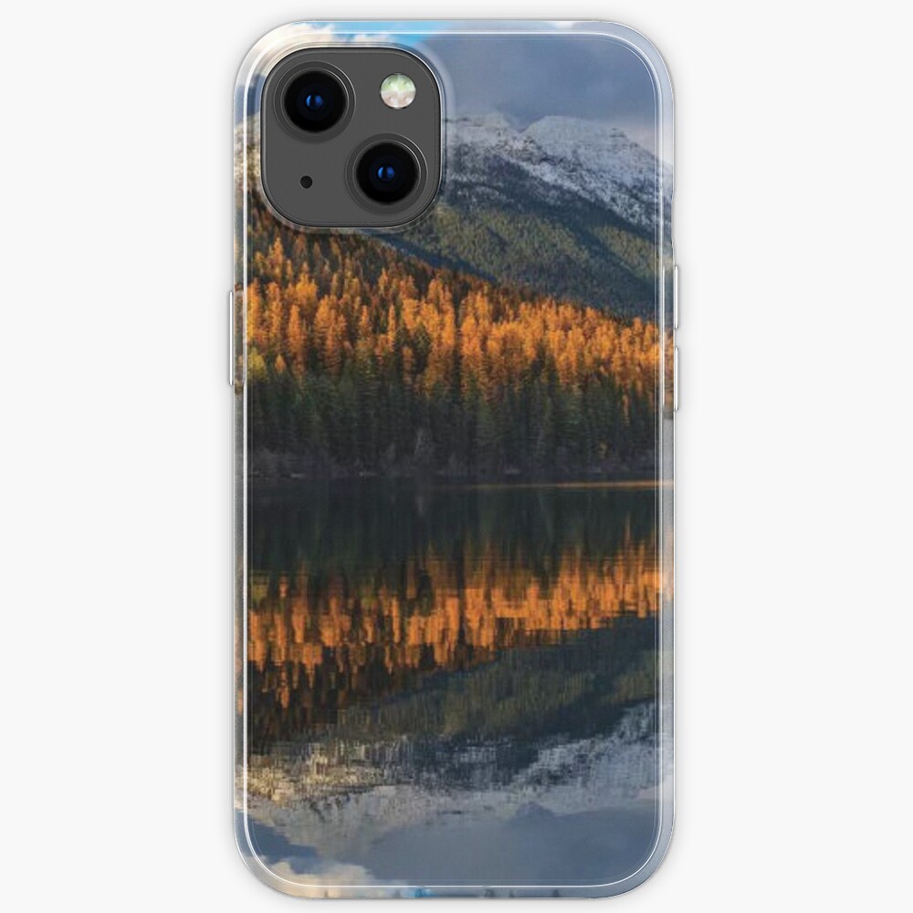 Mountain Peaks Reflect Into Bowman Lake In Autumn Glacier National Park iPhone Case