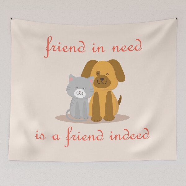 Item preview, Friend in need is a friend indeed | cat and a dog are best friend  designed and sold by Giovanni's  Brown Quotes.