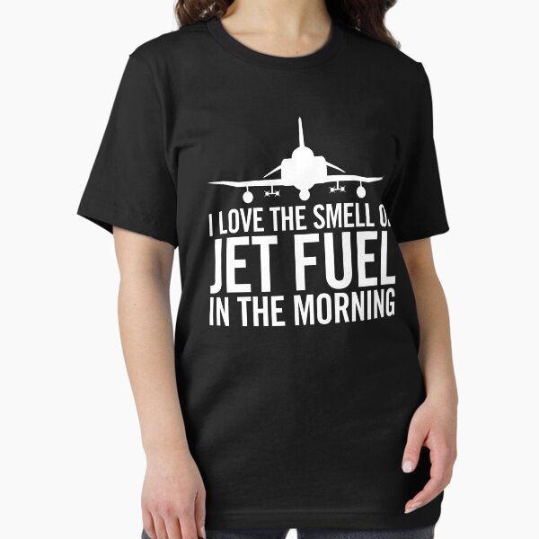 Vista previa del artículo con la obra «Me encanta el olor del combustible de los aviones por la mañana F-4 Phantom II Military Fighter Jet Aircraft», diseñado y vendido por hobrath.