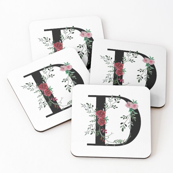 Item preview, Letter D Initials monogram floral designed and sold by Saba-Red-Ideas.
