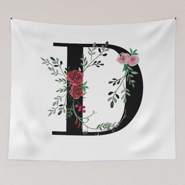 Item preview, Letter D Initials monogram floral designed and sold by Saba-Red-Ideas.