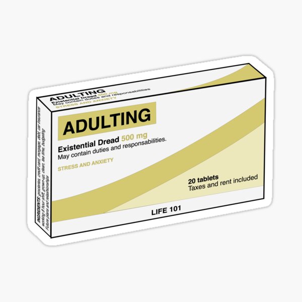 Item preview, Adulting sucks existential dread - medicine pills box designed and sold by LazySunshine.