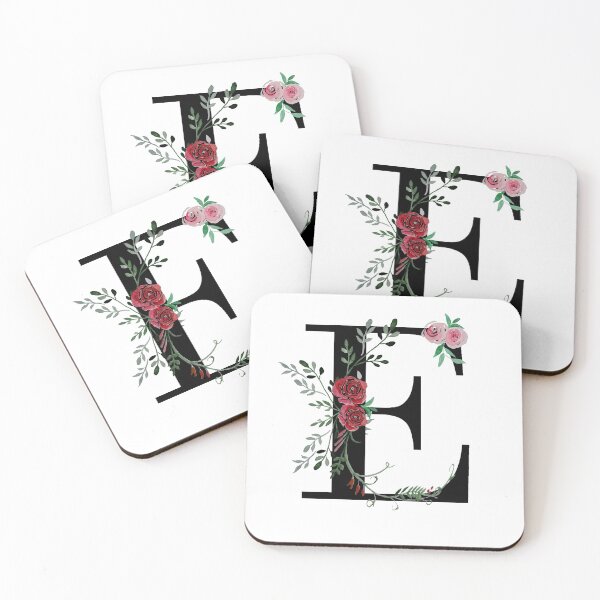 Item preview, Letter E Initials monogram floral designed and sold by Saba-Red-Ideas.