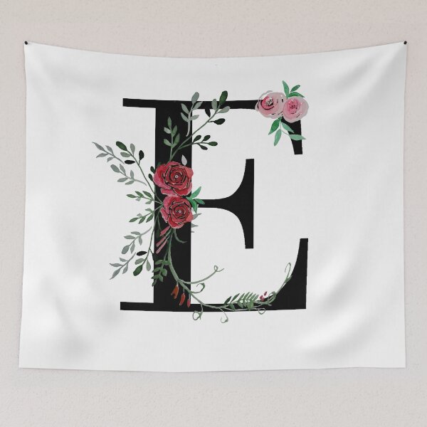 Item preview, Letter E Initials monogram floral designed and sold by Saba-Red-Ideas.