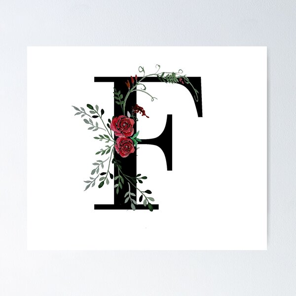 Aperçu de l'œuvre Lettre F Initiales monogramme floral créée et vendue par Saba-Red-Ideas.