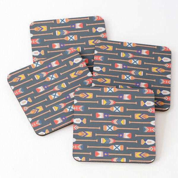 Item preview, Canoe Paddles Patterns - Charcoal designed and sold by EcoElsa.