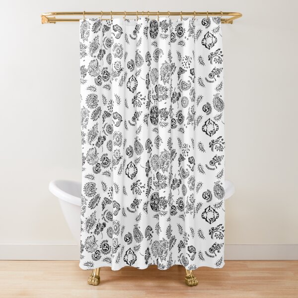 Grey Floral Decor Pattern Shower Curtain