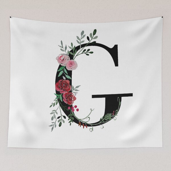 Item preview, Letter G Initials monogram floral designed and sold by Saba-Red-Ideas.