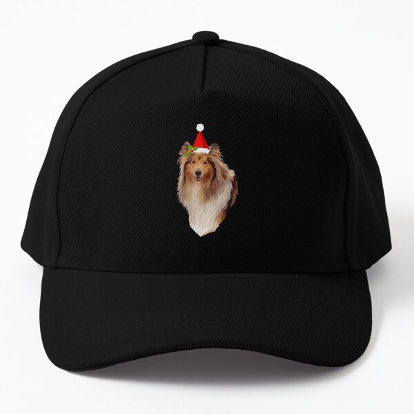 Christmas Holly Santa Collie Baseball Cap