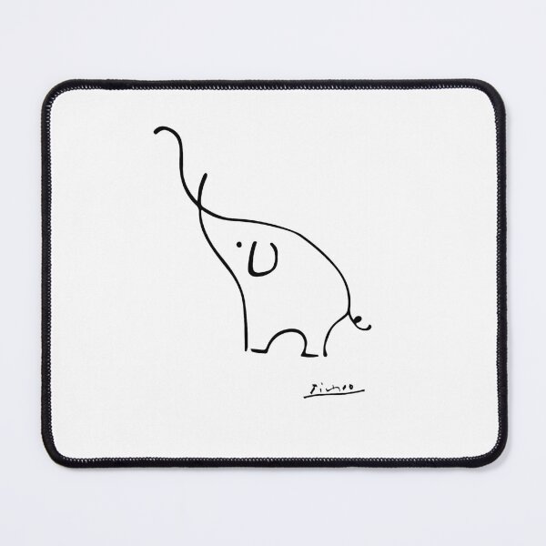 Picasso Elephant Line Art, Animals Designs for Wall Art, Prints, Posters, Men, Women, Kids Mouse Pad