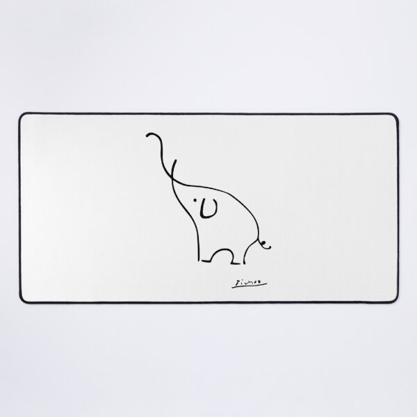 Picasso Elephant Line Art, Animals Designs for Wall Art, Prints, Posters, Men, Women, Kids Desk Mat