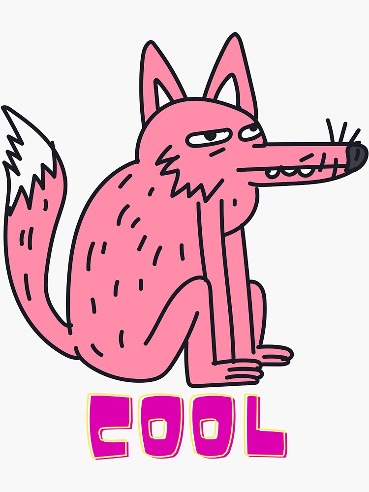 "Handdrawn pink wolf sticker" Sticker by AlexeiDmatos Redbubble